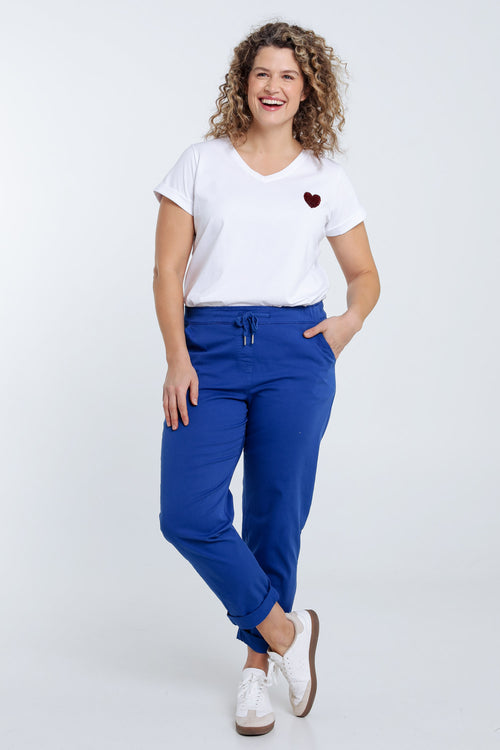 T-shirt en coton uni avec coeur en sequins-Paprika-8