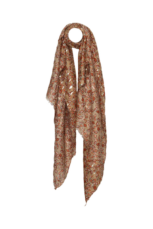 Foulard imprimé feuilles avec foil-Paprika-1