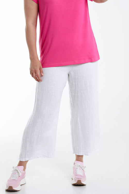 Pantacourt 7/8 large uni en lin-Paprika-1