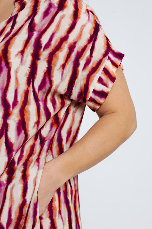 Robe en viscose imprimé ethnique-Paprika-5