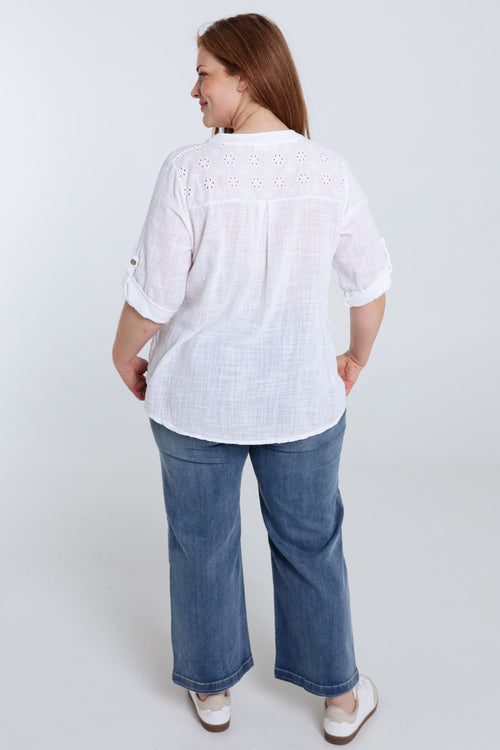 Blouse en gaze de coton unie-Paprika-2