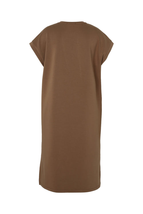 Robe longue unie en viscose-Paprika-11