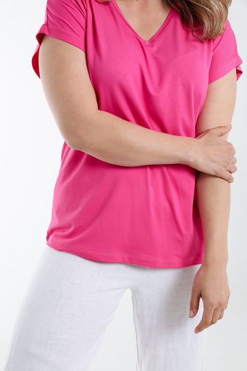 T-shirt uni en viscose-Paprika-4