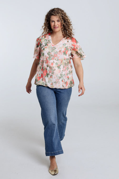 Blouse imprimé fleurs avec lurex-Paprika-9