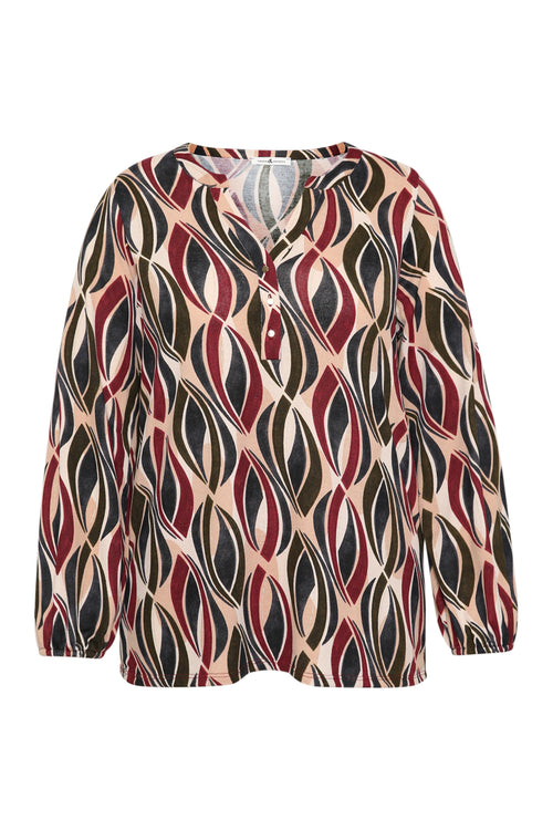 T-shirt maille chaude imprimé graphique-Paprika-1