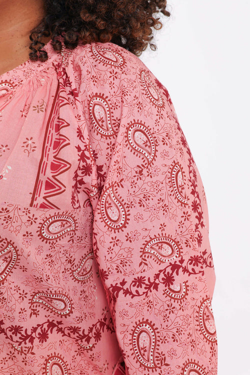 Blouse en coton imprimé bandana-Paprika-5