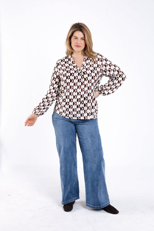 Blouse en viscose imprimé graphique-Paprika-7