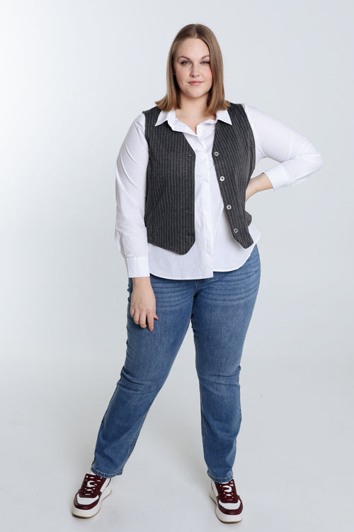 Gilet de costume à rayures-Paprika-8