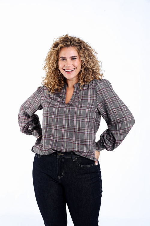 Blouse à carreaux avec lurex-Paprika-1