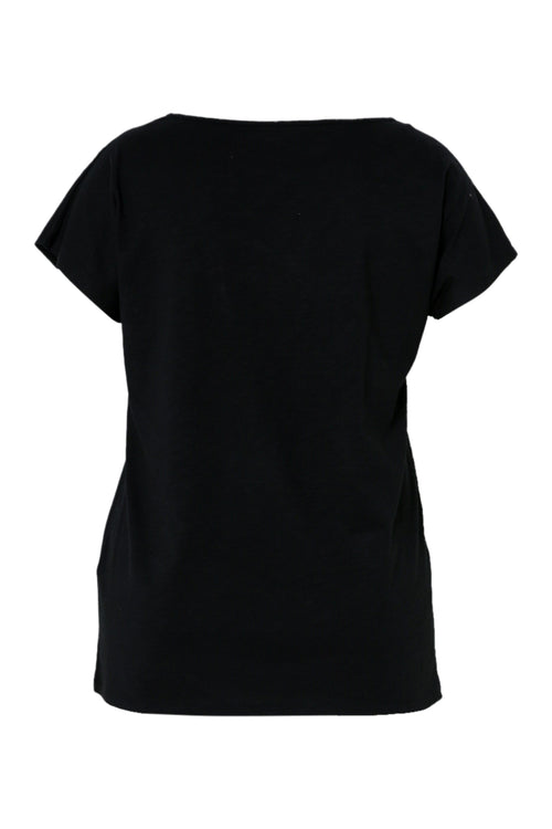 T-shirt en coton imprimé foil palmiers et sequins-Paprika-11