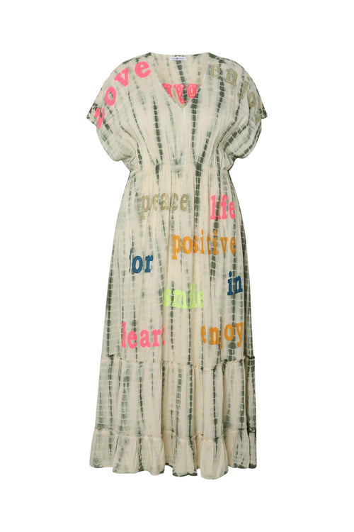 Robe longue en viscose imprimé tie&dye-Paprika-10