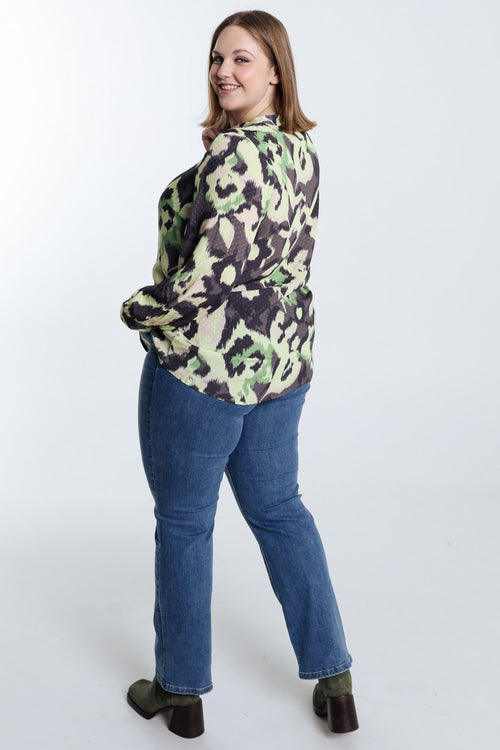 Blouse plumetis en viscose imprimé abstrait-Paprika-2