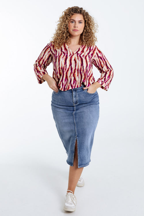 Blouse en viscose imprimé tie and dye-Paprika-9