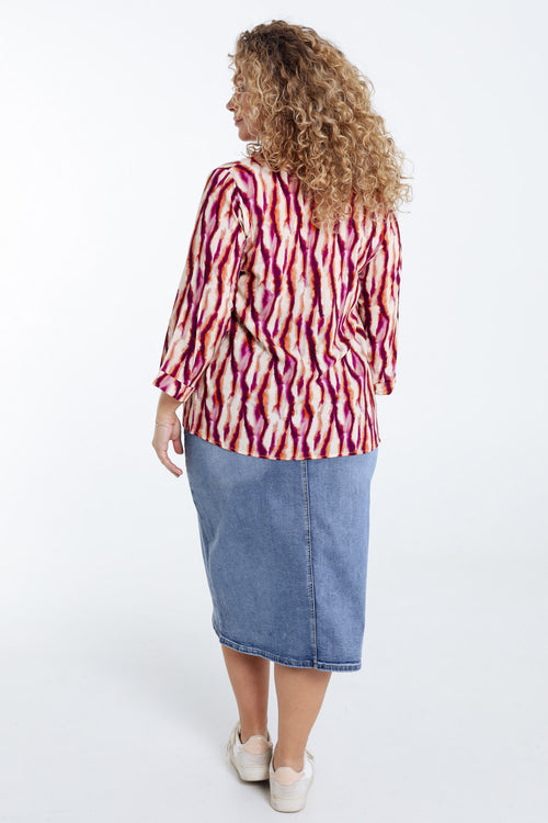 Blouse en viscose imprimé tie and dye-Paprika-2