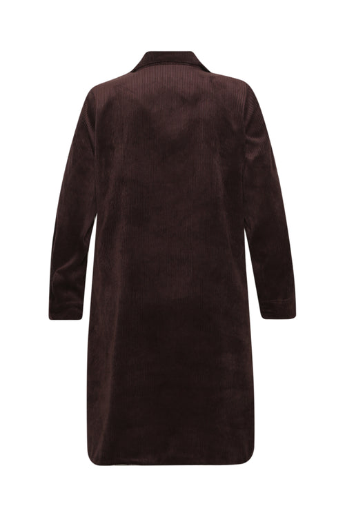 Robe courte unie en velours côtelé-Paprika-2