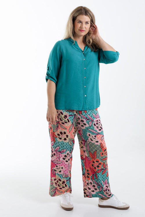 Blouse en viscose uni-Paprika-8