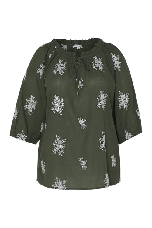 Blouse en coton broderies florales-Paprika-2