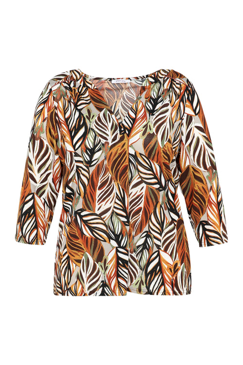 T-shirt plumes en maille gomme-Paprika-10