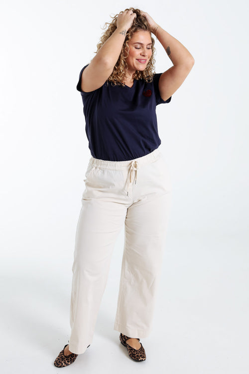 Pantalon chino jambe large uni-Paprika-9