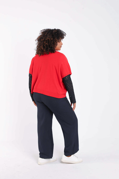 Pull court uni en viscose-Paprika-1