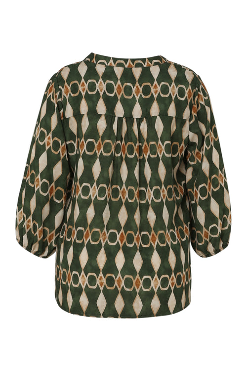 Blouse en viscose imprimé graphique-Paprika-11