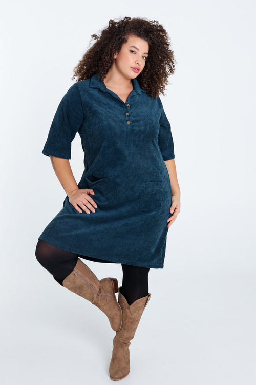 Robe courte unie en velours-Paprika-7