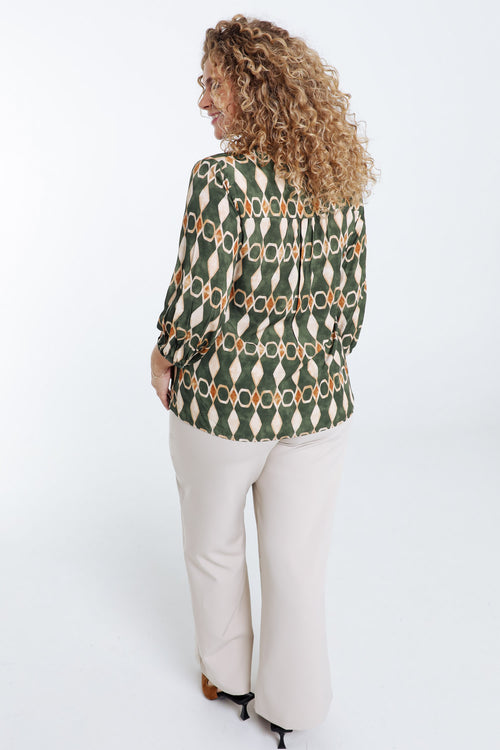 Blouse en viscose imprimé graphique-Paprika-2