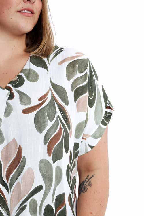 Blouse en viscose imprimé feuillage-Paprika-5
