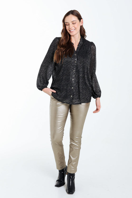 Blouse imprimé pois avec foil-Paprika-8