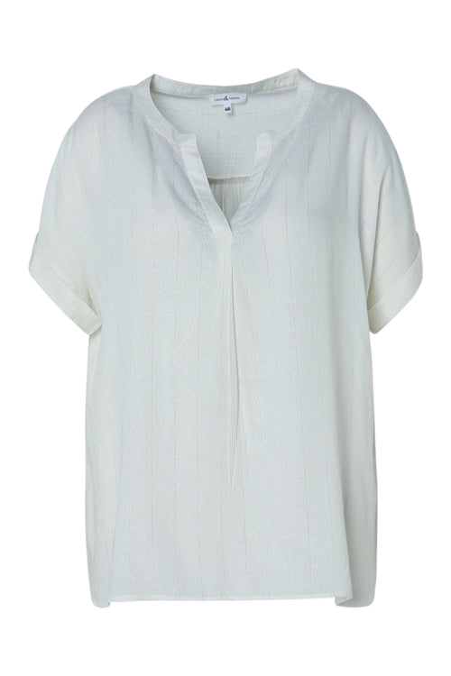 Blouse en viscose rayures lurex-Paprika-10