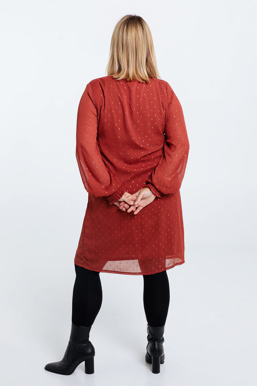 Robe en voile avec plumetis-Paprika-9