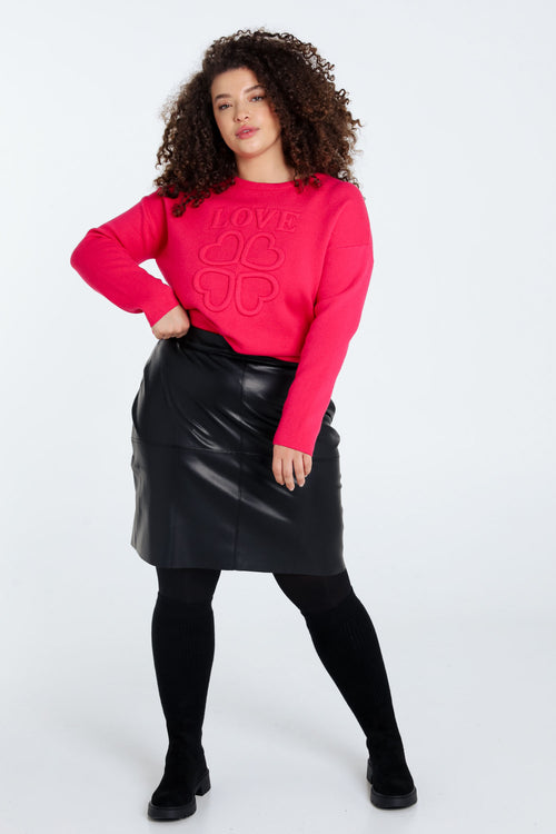 Jupe courte en faux cuir unie-Paprika-10