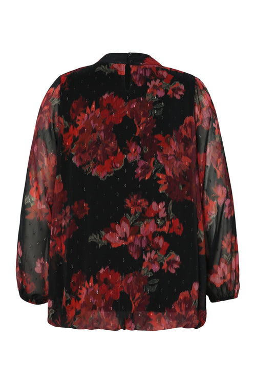 Blouse imprimé fleurs floues-Paprika-10