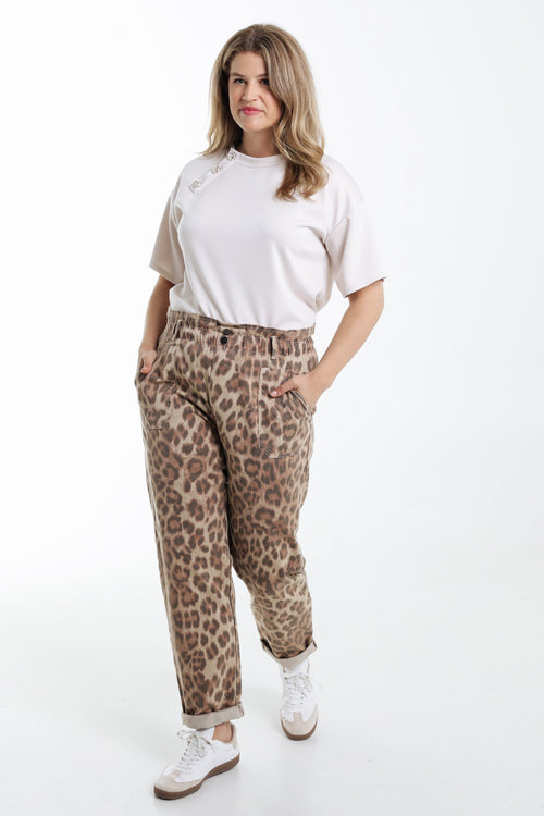 Pantalon en coton imprimé peau de bête-Paprika-8