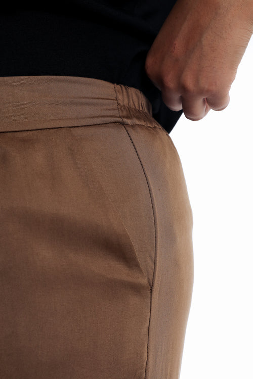 Pantalon tencel jambes larges uni-Paprika-4