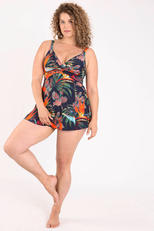 Robe maillot imprimé tropical-Paprika-6