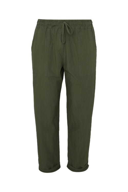 Pantalon boyfit en coton uni avec poches-Paprika-1