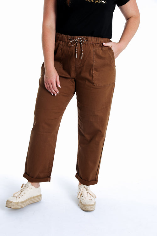 Chino en coton uni-Paprika-1