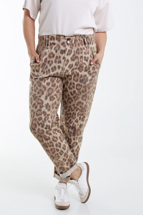 Pantalon en coton imprimé peau de bête-Paprika-1