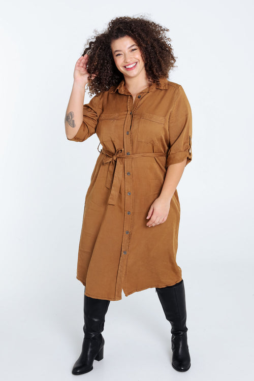 Robe tunique en tencel et lin-Paprika-8