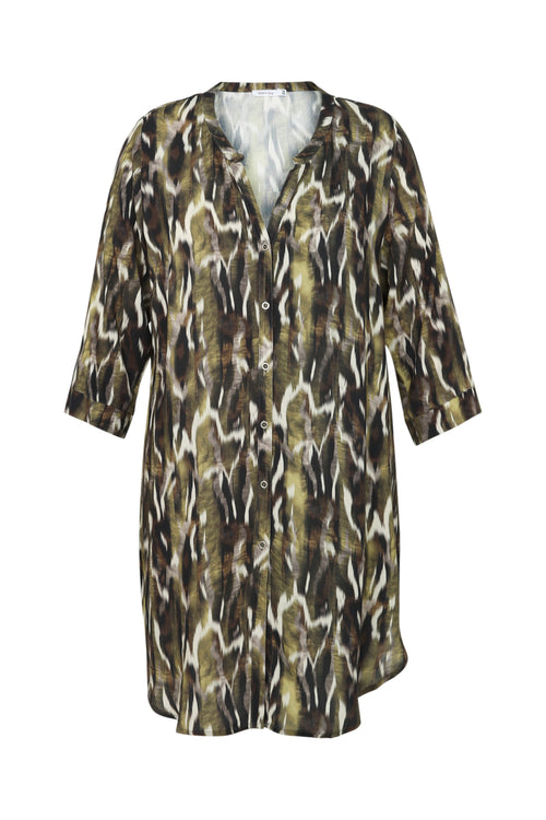 Longue chemise en viscose imprimé peau de bête-Paprika-10
