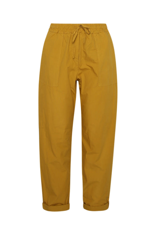 Pantalon boyfit en coton uni avec poches-Paprika-2