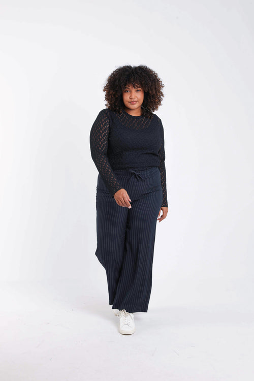 Pantalon large rayé-Paprika-7