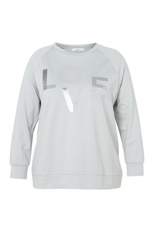 Sweat en molleton "Love" avec strass-Paprika-10