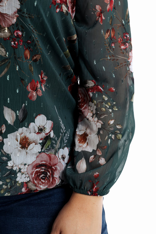 Blouse plumetis imprimé fleurs-Paprika-5