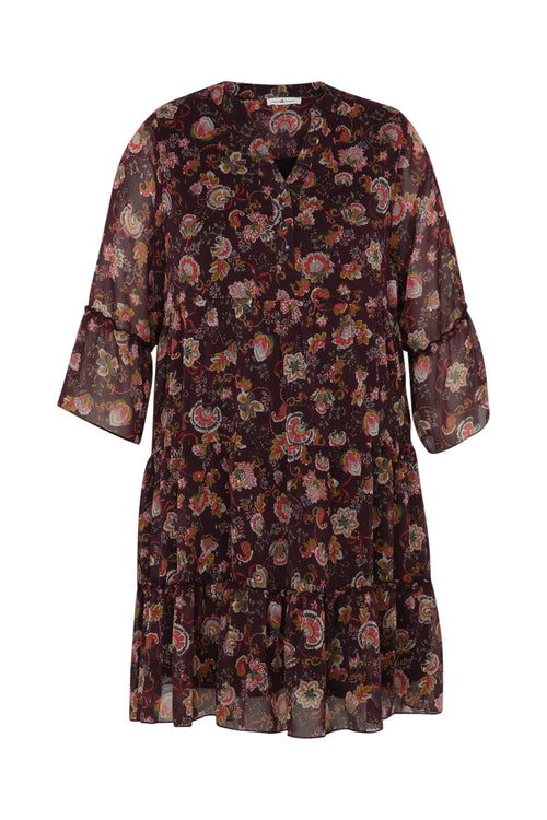 Robe à volant imprimé floral-Paprika-10