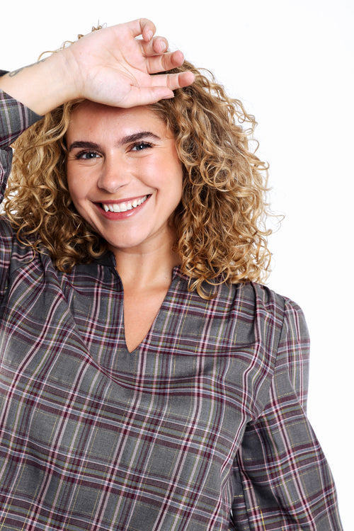 Blouse à carreaux avec lurex-Paprika-3