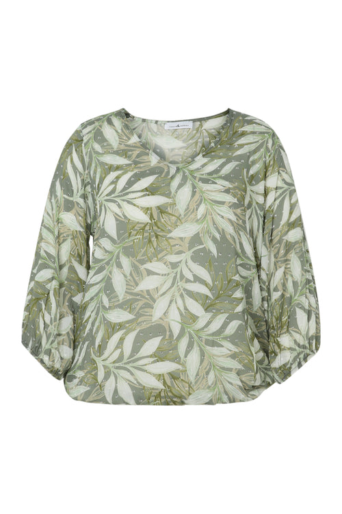 Blouse en viscose imprimé feuillage-Paprika-10