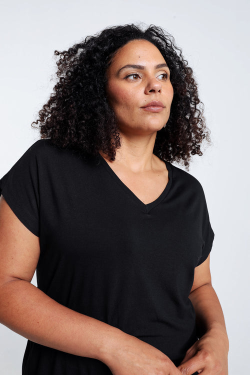 T-shirt uni en viscose-Paprika-5
