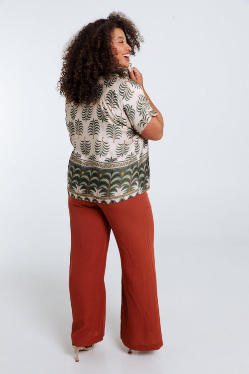 Blouse en viscose imprimé palmier-Paprika-2